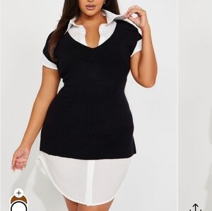 Black and White Women's Layered Dress